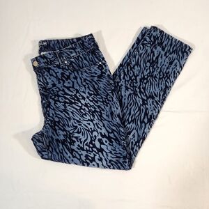 Chico's Platinum Jegging Jean Pants Velvet Flocked Cheetah  Print Size 2…